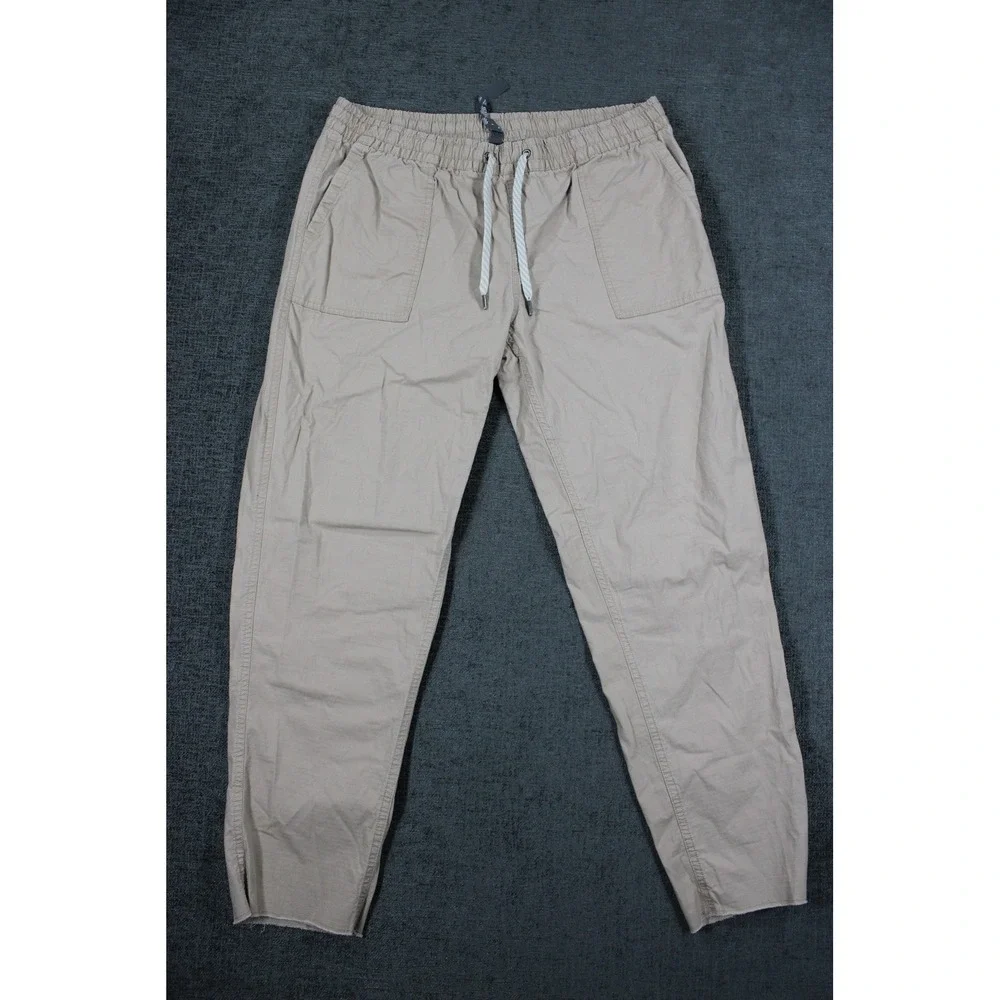 Vuori Ripstop Climber Pants Mens Large Khaki Tan Organic Cotton Stretch Raw Hem